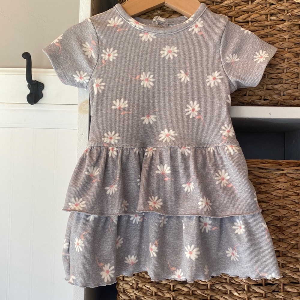Modern Moments Grey Floral Ruffle Toddler Dress 12 Months